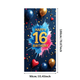 thumbnail image 3 of Happy 16th Birthday Themed Background Banner with Balloons Stars and Cakes for Birthday Party Decorations Photography Props Party Supplies Decor Backdrop, 3 of 8