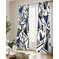 thumbnail image 5 of Navy Blue Black Geometric Sheer Curtains 84 Inch Length 2 Panels Set for Living Room/Bedroom, Abstract Art Modern Line Kitchen Curtains Grommet Semi-Sheer Curtains Drapes Window Treatments 52"x84"x2, 5 of 7