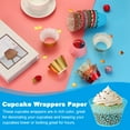 thumbnail image 4 of Uxcell Cupcake Wrappers Paper, 50 Pack Baking Cups Standard Vine Decoration for Anniversary Birthday Dark Blue, 4 of 6