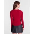 thumbnail image 3 of No Boundaries Ribbed Crewneck Tee with Long Sleeves, Women's & Women's Plus XXS-4X, 3 of 5