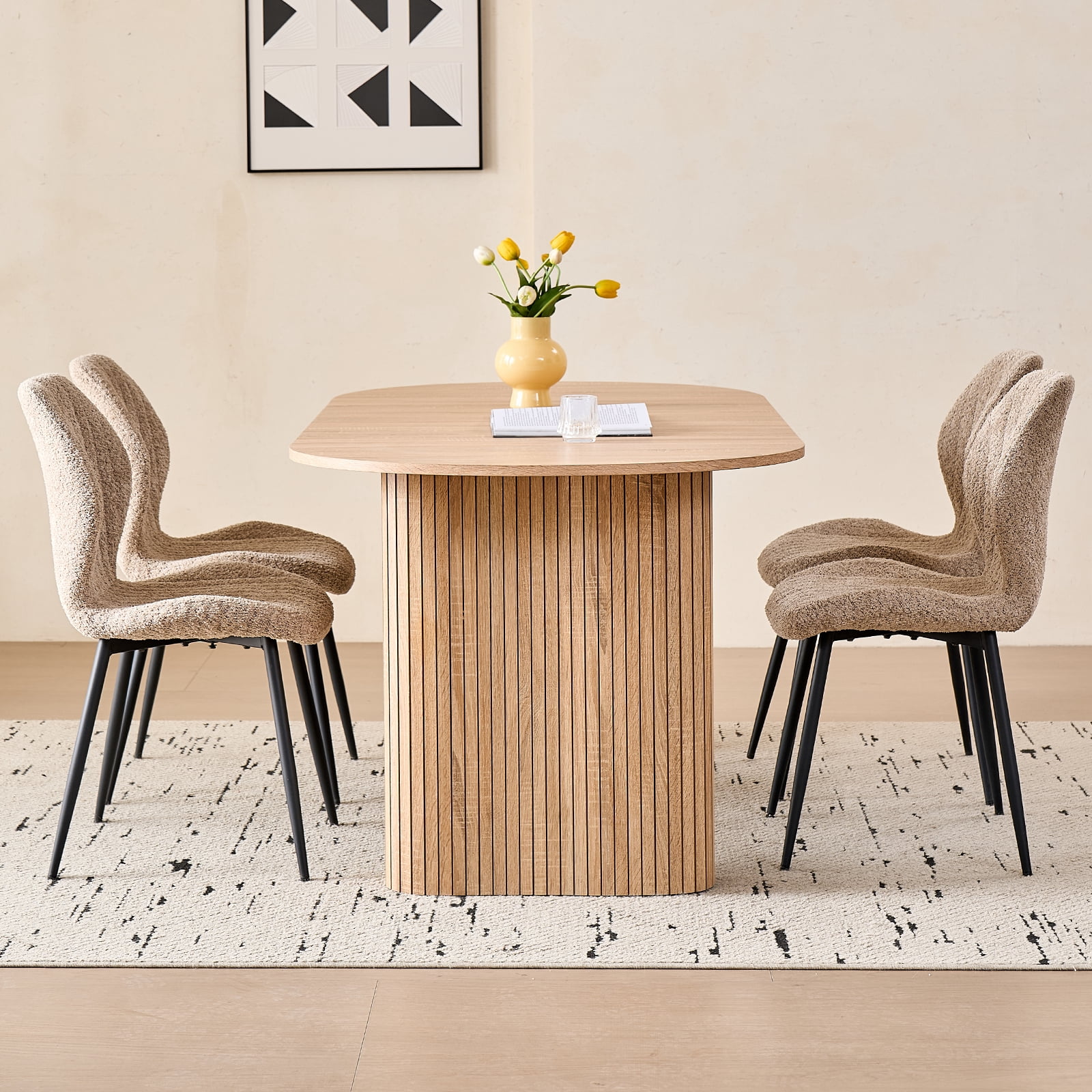 70.8" Oval Dining Table for 4-6 People, Modern Farmhouse Kitchen Table | Rustic Wood Grain | Breakfast Dinner Wood Dining Table for Gathering, Kitchen, Dining Living Room, Natural