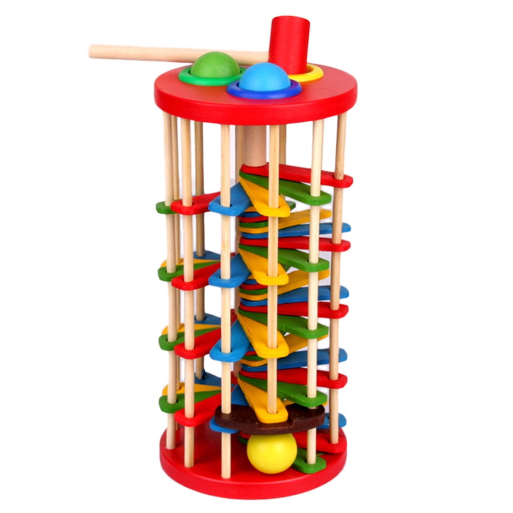 Toys Wooden Knock The Ball Falls Ladder Fancy Table Rolling Ball Ladder. Wooden 