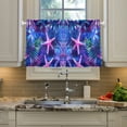 thumbnail image 2 of Yayeee Kitchen Curtains Tier Pair Light Filtering 27"x24" Rod Pocket Short Cafe Window Panel, Neon Pink Starfish, 2 of 7