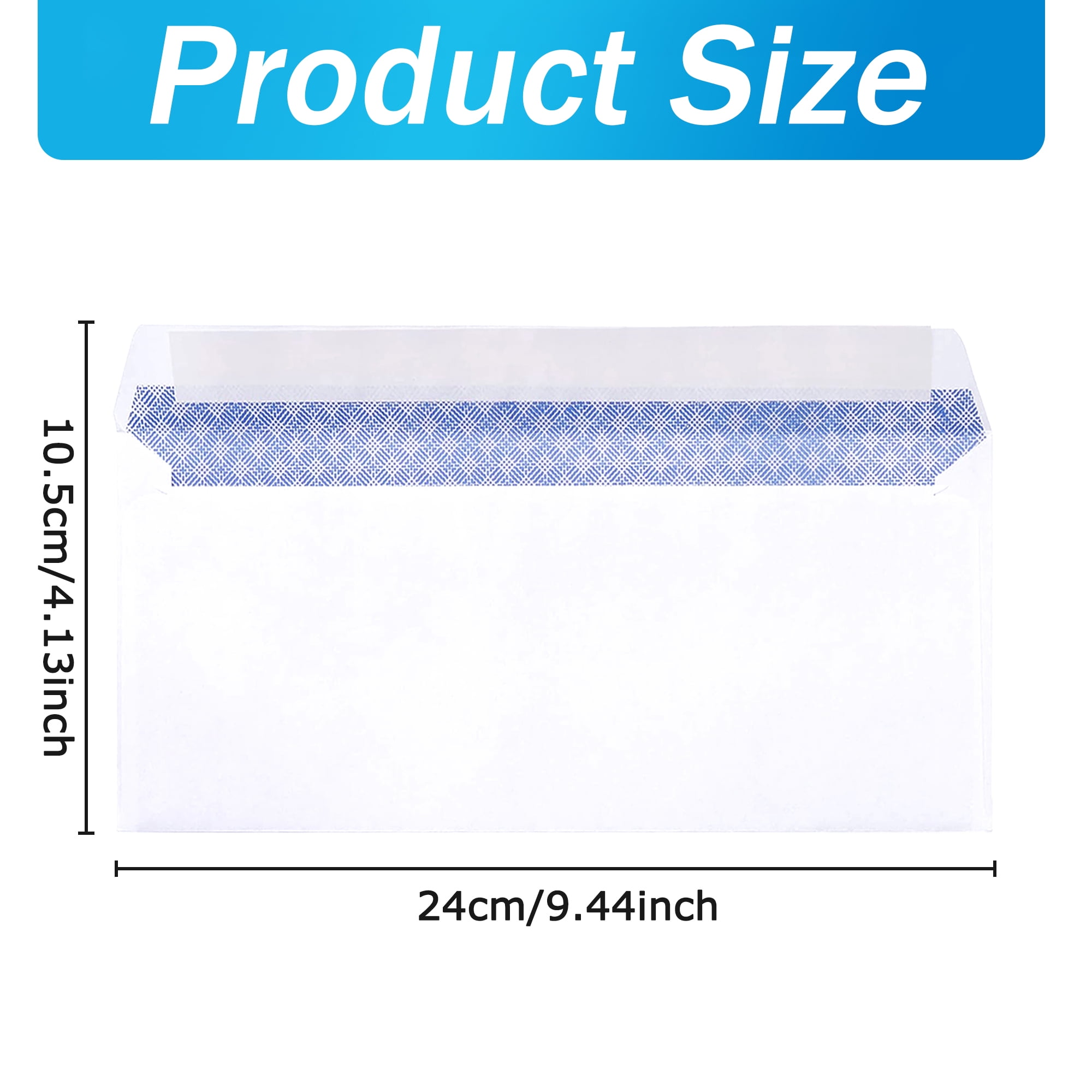 Envelopes, 100 Count #10 Mailing Envelopes, Privacy Tint Gummed Envelopes, Business Envelopes, Envelopes Letter with Self-Seal Adhesive Strip, White, 4.13 in x 9.5 in