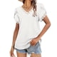 thumbnail image 4 of Minnieouse Camiseta de algodón para mujer, camiseta holgada de encaje de Color sólido, Top de verano para viajes, vacaciones en la playa, deportes, Prendas para la parte del cuerpo Blanco L Minnieouse AP010362-08, 4 of 6