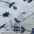 thumbnail image 4 of HOMERRY Cafe Curtains 26" W x 45" L Sheer Voile Linen Texture Kitchen Curtains with Floral Leaf Embroidered for Bedroom Bathroom, Navy Blue, Set of 2, 4 of 8
