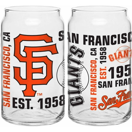 Boelter Brands MLB Set of Two 16 Ounce Spirit Glass Can Set, San Francisco Giants