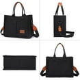 thumbnail image 6 of AOUNQ Canvas Tote Bag for Women Trendy Purse and Handbags Work Tote Bags with Pockets Crossbody Satchel Bag,Black, 6 of 6