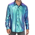 thumbnail image 1 of Camisas De Compresion Moda de hombre Primavera y verano Casual Manga corta Solapa Color sólido Camiseta Top (Blue, XL), 1 of 2