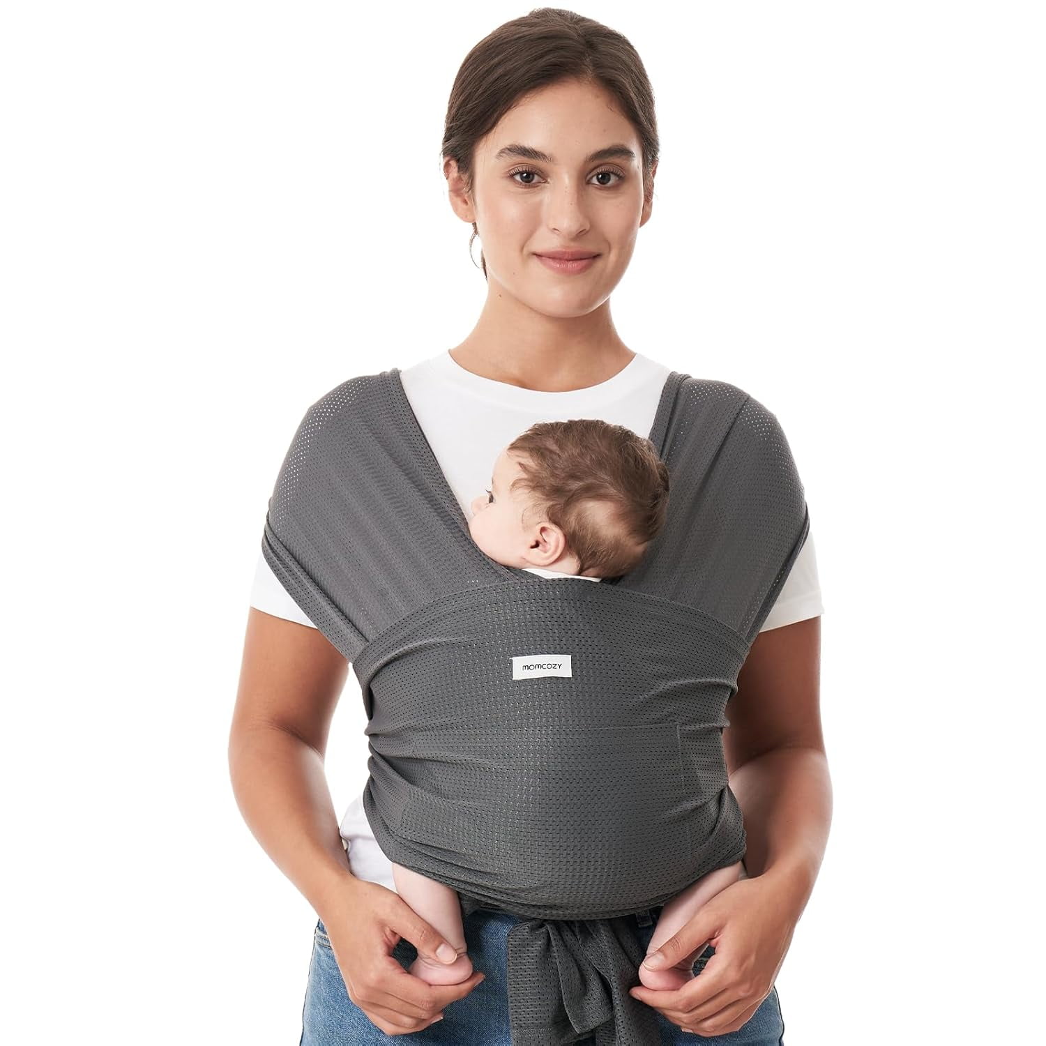 Momcozy Baby Wrap Carrier, Adjustable Baby Carriers for Newborn to Toddler 8-35 lbs, Cooling, Breathable and Lightweight Baby Wrap