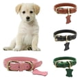 thumbnail image 1 of Flmtop Animaux de Compagnie Chien Chiot Réglable en Similicuir Tags Collier Collier Doux Sangle de Cou Vert, 1 of 9