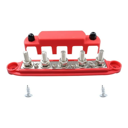 

BLUESON 5 Post Power Distribution Block Terminal Screw Bus Bar DC M6 black&red