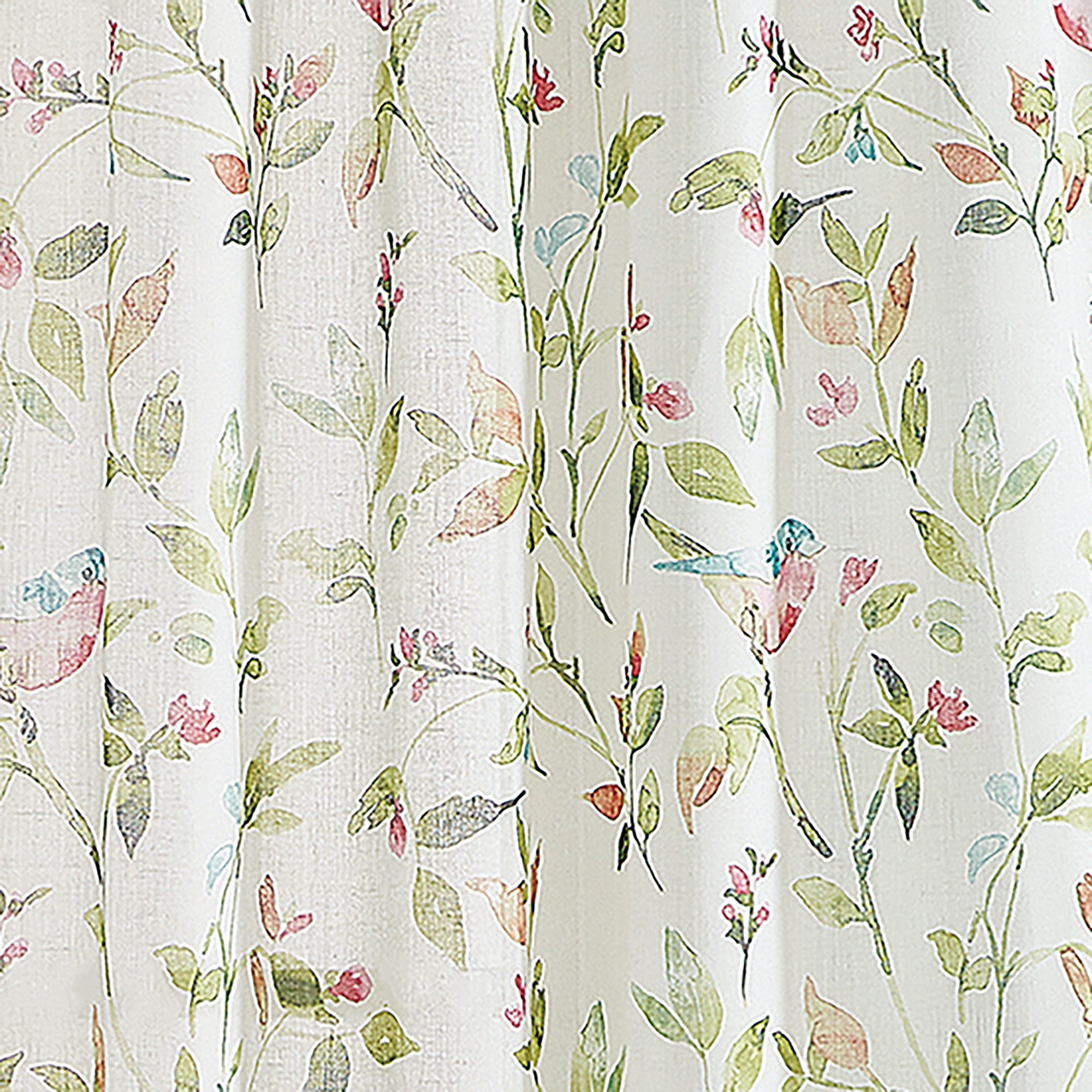 Martha Stewart Kensington Garden Print Curtain Panel Pair, Pink, Pole Top, Light Filtering, Indoor, Adult, 2 Piece Set, 37" x 84"