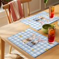 thumbnail image 4 of Easter Gnomes Placemats Set of 4 Watercolor Eggs Basket Daisy Spring Blue Plaid Place Mats Indoor Wipeable Table Mats Washable Dining Table Placemats for Kitchen Holiday Party Home Decor 13x19 Inch, 4 of 9