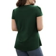 thumbnail image 5 of VOIANLIMO Womens Casual Round Neck Basic Pleated Top Cap Sleeve Curved Keyhole Back Blouse S-2XL, 5 of 5