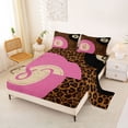 thumbnail image 2 of Castle Fairy Leopard Print Billiards Queen Sheets 4 Pieces, Sport Theme Queen Sheet Sets, Pink Brown Black,1 Fitted Sheet, 1 Flat Sheet and 2 Pillowcases, 2 of 6