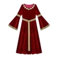 thumbnail image 5 of Sholeno Kids Girls Medieval Princess Costume Renaissance Robe Maxi Ball Gown Bell Sleeve Dress Red 6, 5 of 7