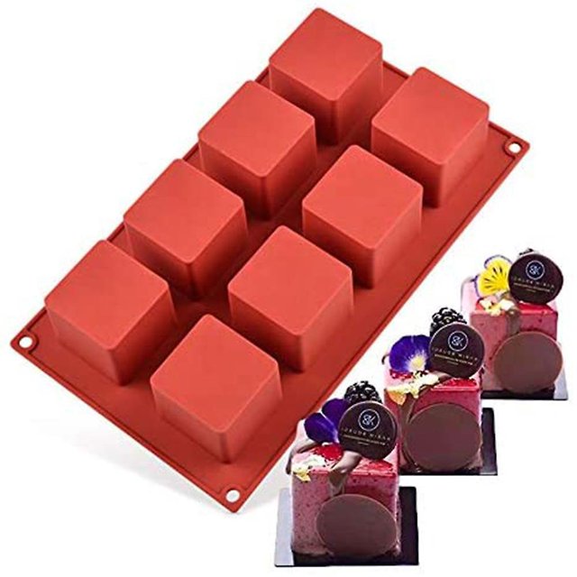 Molde cuadrado de silicona de 8 cavidades para dulces de chocolate BRI
