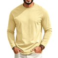 thumbnail image 3 of GrmtClth Mens Shirts Raglan Long Sleeve Solid Color Crew Neck Basic Casual Lightweight Pullover Tee Yellow L, 3 of 7
