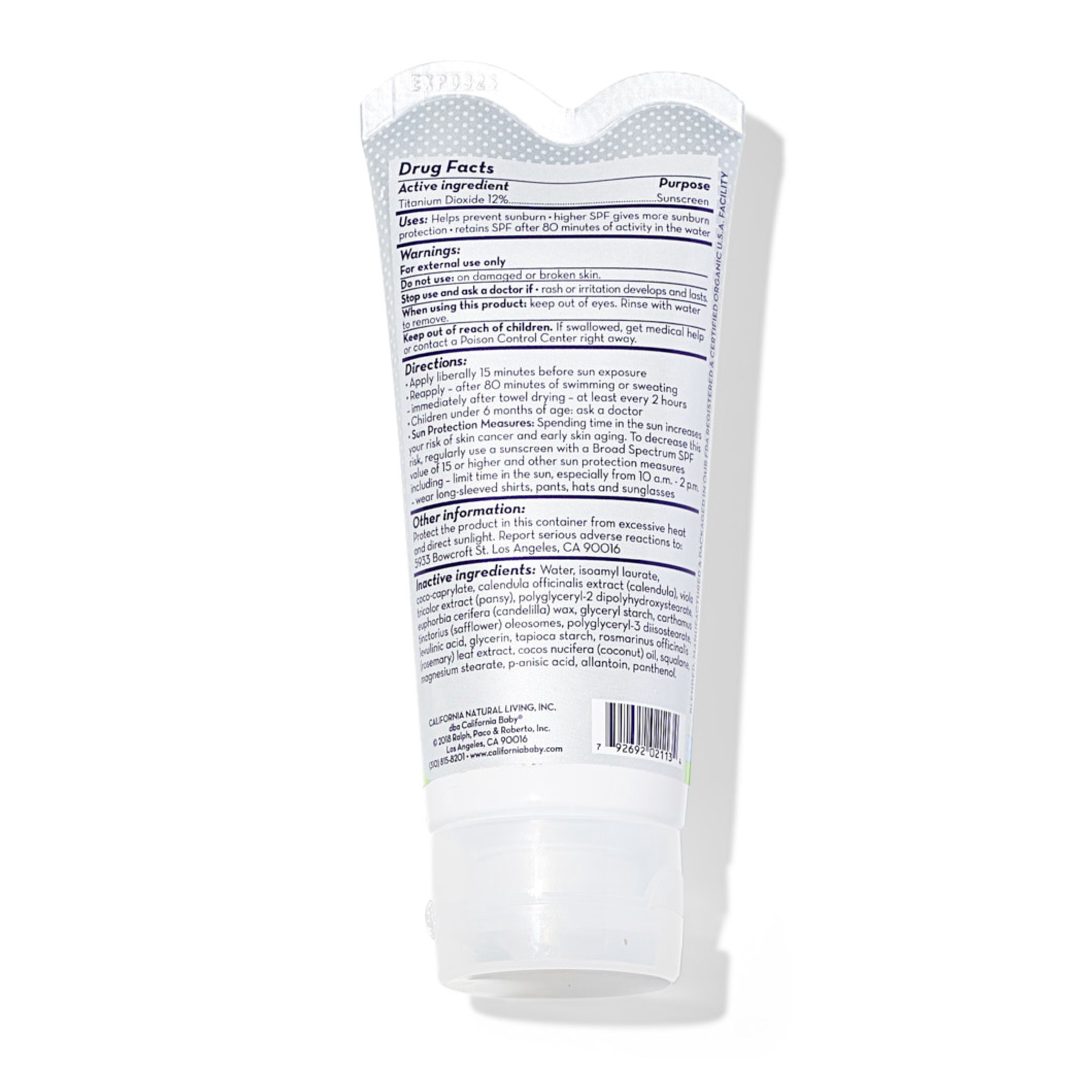California Baby Super Sensitive SPF 30+ Sunscreen | Unscented | Mineral Based | Titanium Dioxide | Travel Size Baby Sunscreen for Face + Body | 2.9oz