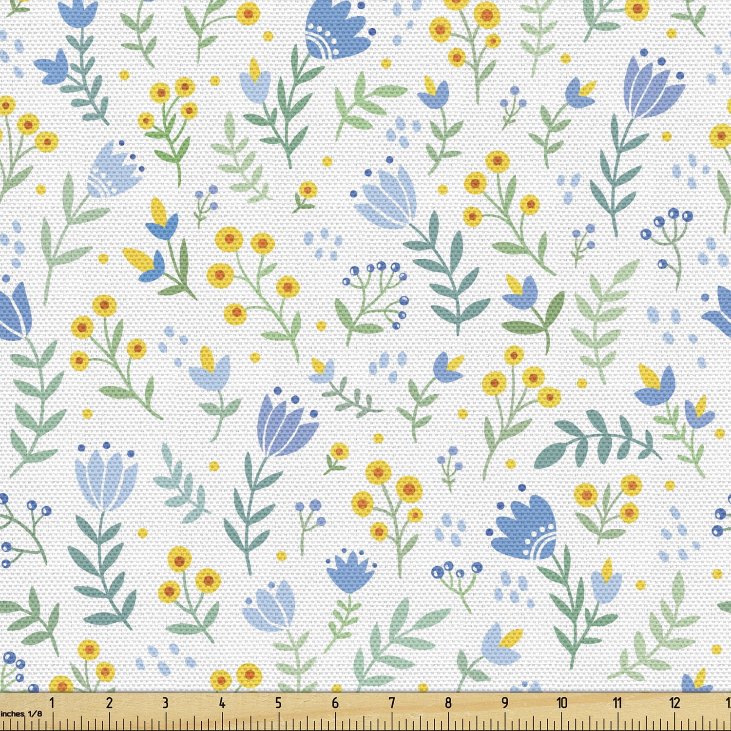 Tulip Fabric by the Yard Fresh Spring Meadow Pattern with Wildflowers