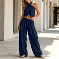thumbnail image 6 of Two Piece Sets for Women Dressy Casual Plus Size Summer 2026 Solid-Color Sleeveless Top Pocket Elastic Waist Pants Sets, 6 of 7