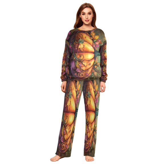 YAZAOO Women Slim Pajamas Loose Style Female Fashion Fall Pumpkin Pattern Sleepwear