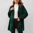 thumbnail image 4 of Ltctricy Women's Fuzzy Fleece Oversized Jackets Long Sleeve Open Front Plaid Hooded Cardigans Plush Warm Outerwear Sweaters(Green,X-Large), 4 of 7