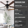 thumbnail image 5 of 52" 5-Light Industrial Caged Ceiling Fan with 5 Reversible Blades 2 Pull Chains, 5 of 12
