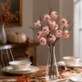 thumbnail image 4 of Artificial Velvet Pumpkin Pick with Branches Berries, Fake Floral Stems Home Decor, Fall Harvest Floral Arrangement Supply, Fit for Thanksgiving Halloween Table Decor, Pink, 4 of 9