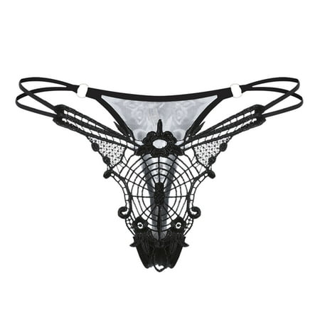 

RPVATI Women Sexy Lace Hollow Out Panties See Through T-Back G String Thongs for Women Low Waisted Breathable Thong