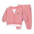thumbnail image 3 of Baby Boy Fall Winter Clothes Toddler Kids Solid Outfits Long Sleeve Sweatshirt Tops + Joggers Pants Set Pink,4-5 Years, 3 of 8