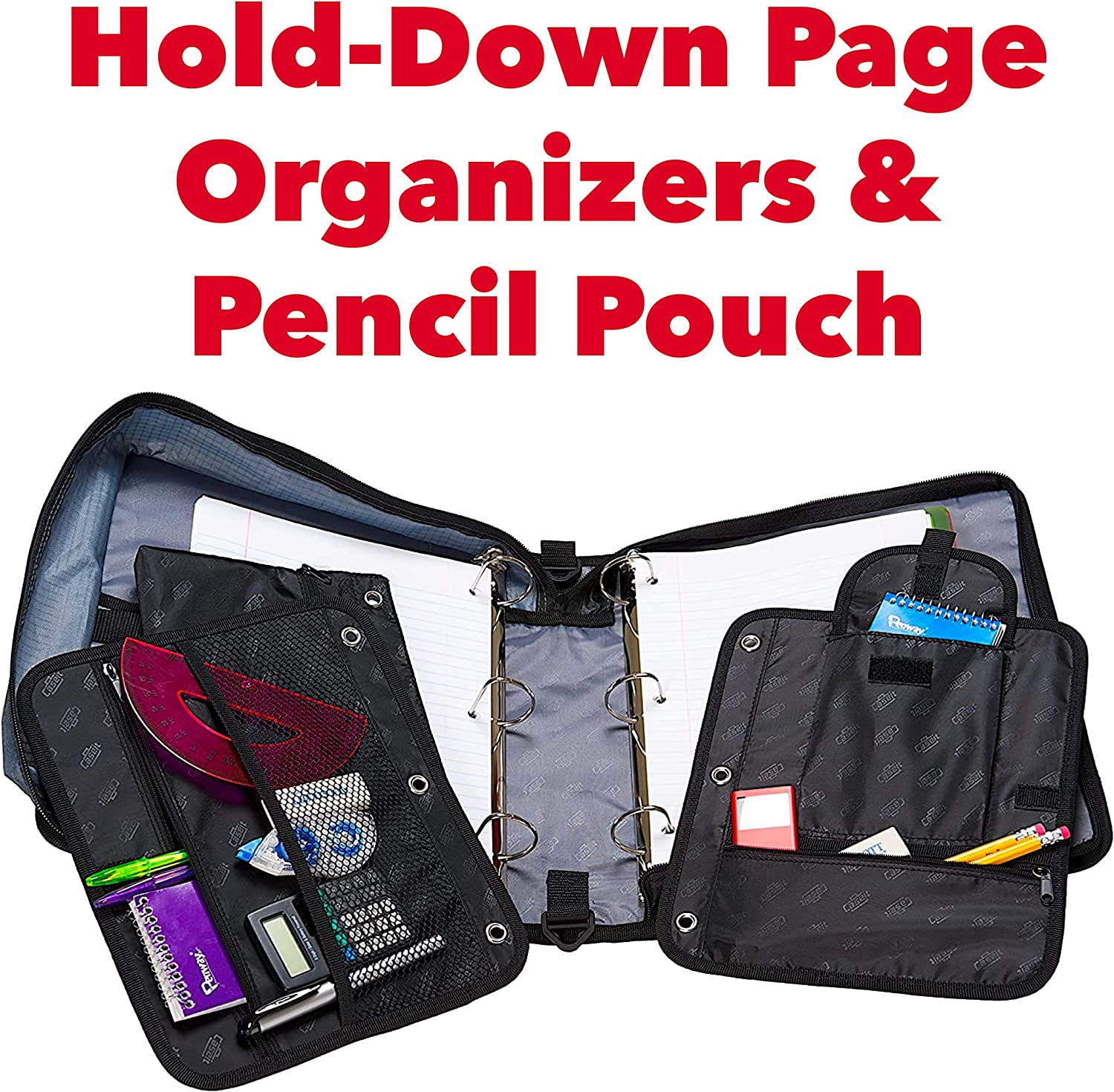 Case-it The Dual 2-in-1 Zipper Binder - Two 1.5 Inch D-Rings - Includes Pencil Pouch - Multiple Pockets - 600 Sheet Capacity - Comes with Shoulder Strap - Deep Purple Dual-101