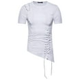 thumbnail image 1 of toraway Summer Clothes Men's T Shirts 4X Men's Fashion Spring and Summer Casual Short Sleeved T Shirt Tops Slim Irregular Design Braided Rope Short Sleeved T Shirt XXL, 1 of 2