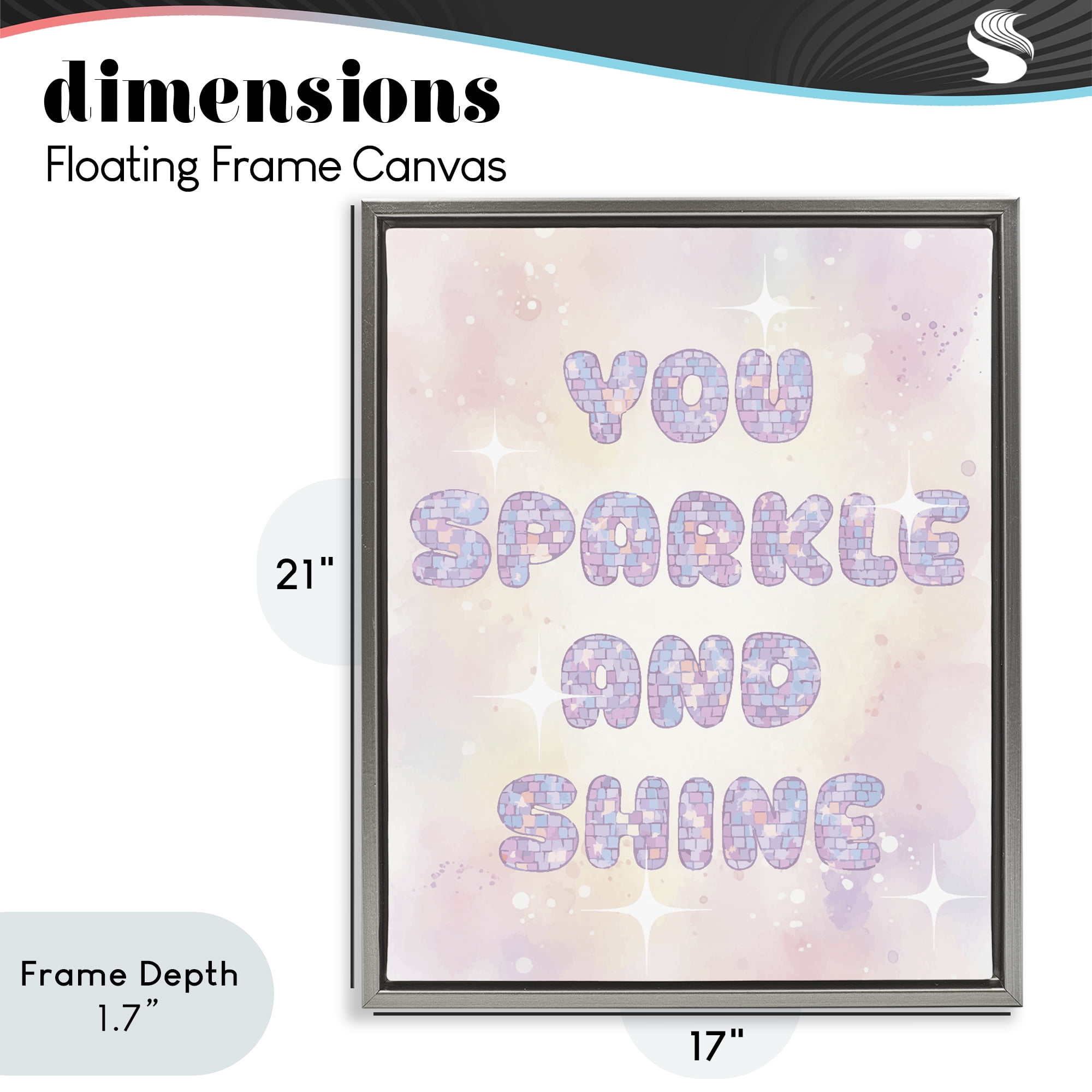 Stupell Industries You Sparkle And Shine Pastels Gray Framed Floater Canvas Wall Art, design by Lil' Rue