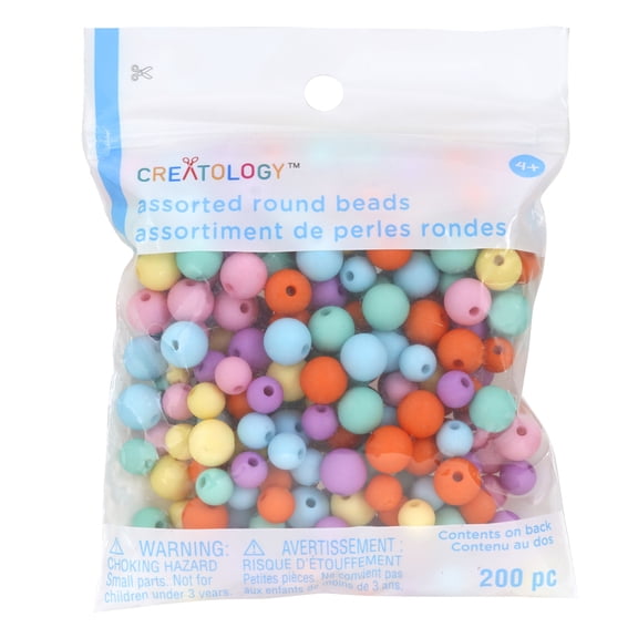 12 Packs: 200 ct. (2,400 total) Pastel Assorted Round Beads by Creatology