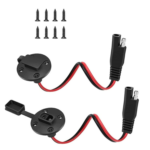 BUZIFU 2 Pcs SAE Power Socket Sidewall Port Waterproof 12AWG SAE Cable