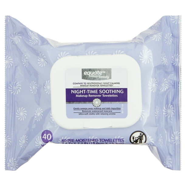 Equate Beauty NightTime Soothing Makeup Remover Towelettes, 40