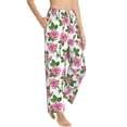 thumbnail image 2 of Uemuo Rose Flowers Pattern Women's Wide Leg Palazzo Lounge Pants with Pockets Light Weight Loose Comfy Casual Pajama Pants-X-Large, 2 of 9