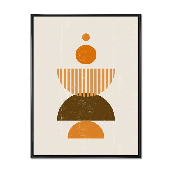 Designart 'Abstract Minimal Moon and Sun In Earth Tones I' Modern Framed Canvas Wall Art Print