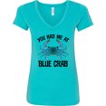 thumbnail image 3 of Inktastic You Had Me at Blue Crab Women's V-Neck T-Shirt, 3 of 5