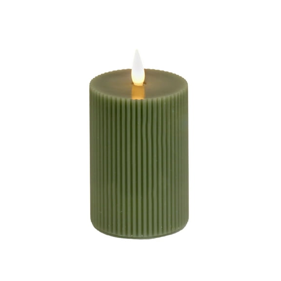 HGTV Home Collection Georgetown Real Motion Flameless Candle With Remote, Green with Warm White LED Lights, Battery Powered, 7 in
