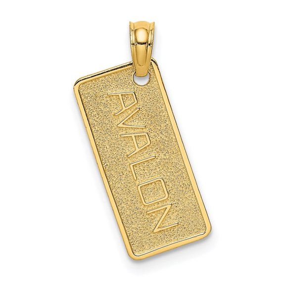 Auriga 14k Yellow Gold Textured AVALON License Plate for Women (Length - 23.3 mm, Width - 8.8 mm)