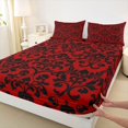 thumbnail image 4 of Homewish Vintage Damask Skull Bed Sheets for Kids, Crimson Black Gothic Baroque Spooky Full Size Sheets, 4-Piece, 1 Flat Sheet, 1 Fitted Sheet and 2 Pillowcases, 4 of 5
