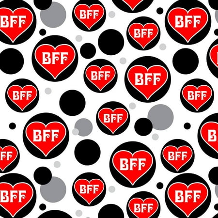 BFF Best Friends Forever Red Heart Premium Gift Wrap Wrapping Paper Roll