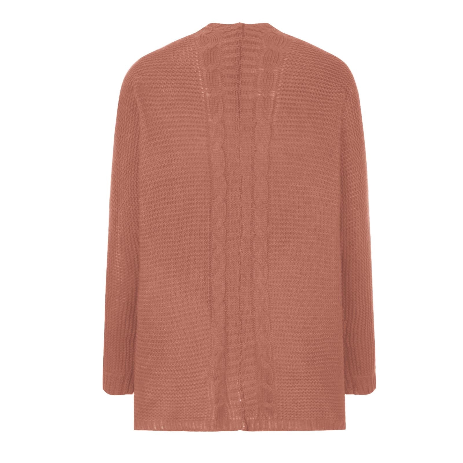Women's Open Front Cardigan Sweater Solid Long Sleeve Knitted Jackets Casual Soft Loose Outerwear with Pocket - image 5