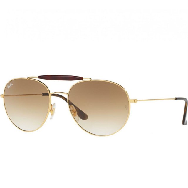 Ray-Ban RB3540-001 / 51 gafas de sol redondas doradas con lentes degradados en marrón claro Ray-Ban RB3540-001/51