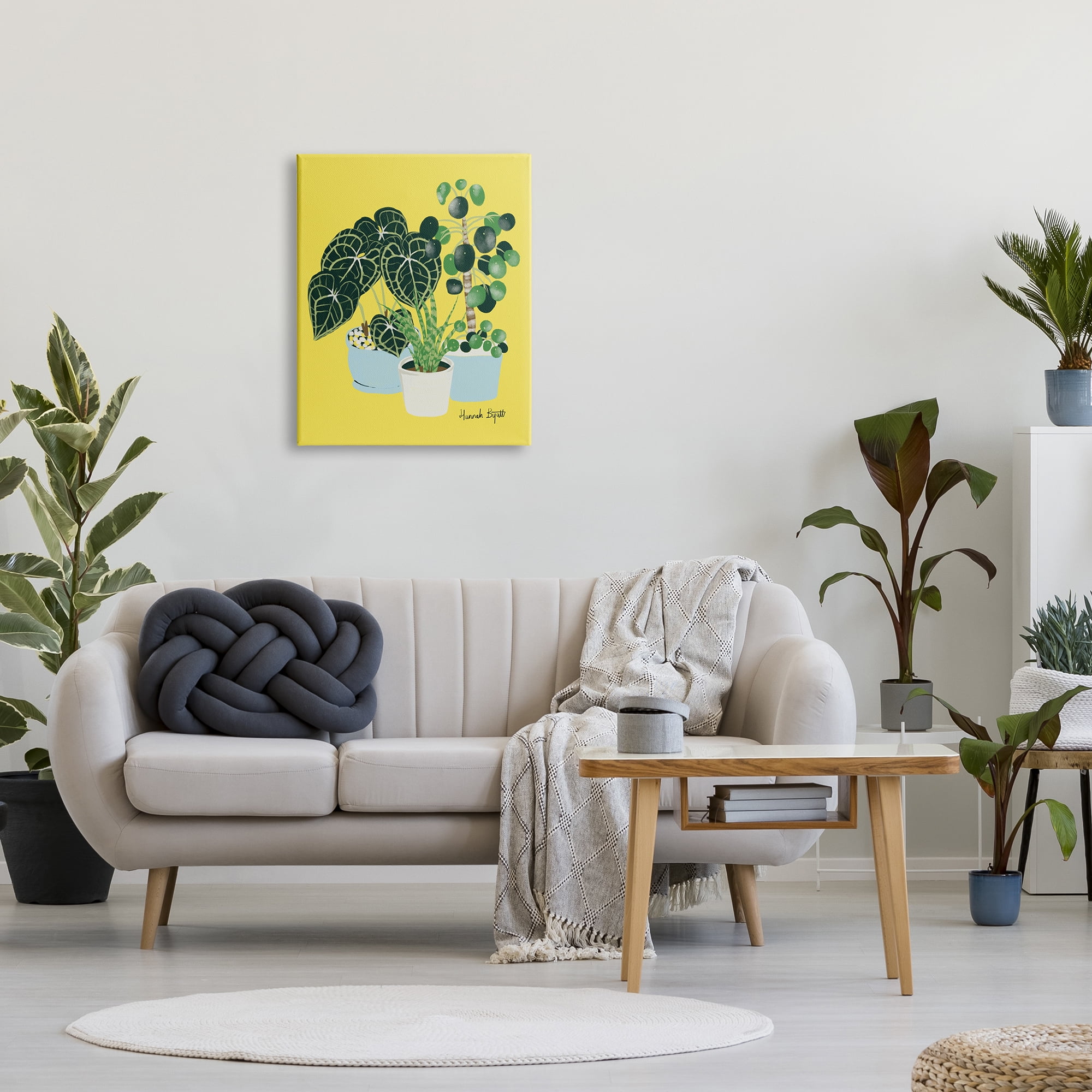 Stupell Industries House Plants on Yellow Botanical & Floral Painting Gallery Wrapped Canvas Print Wall Art, 24 x 30