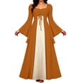 thumbnail image 2 of JOANKDMI Womens Renaissance Medieval Maxi Dress Square Neck Long Bell Sleeve Vintage Irish Over Gown Lace Up Flowy Flattering Costume for Halloween Role Play, 2 of 9