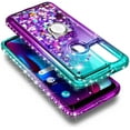 thumbnail image 5 of Nagebee Case for Motorola Moto G Stylus 5G (2022) with Tempered Glass Screen Protector (Full Coverage), Sparkle Glitter Liquid Bling Diamond [Ring Holder & Wrist Strap] Women Girls Cute (Aqua/Purple), 5 of 6